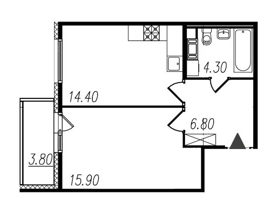 Однокомнатная квартира в : площадь 41.4 м2 , этаж: 10 – купить в Санкт-Петербурге